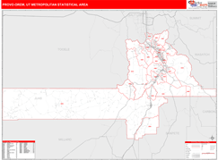 Provo-Orem Metro Area Digital Map Red Line Style